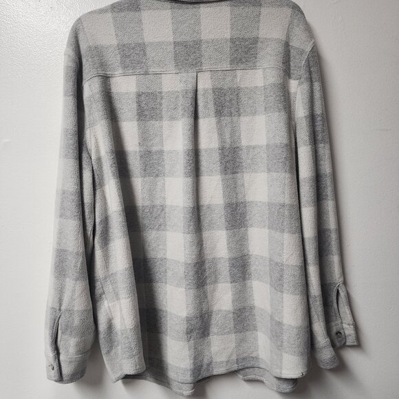 Members Mark Cozy Button Down Shirt Polyester blend XL Winter Grey Plaid - Picture 3 of 8
